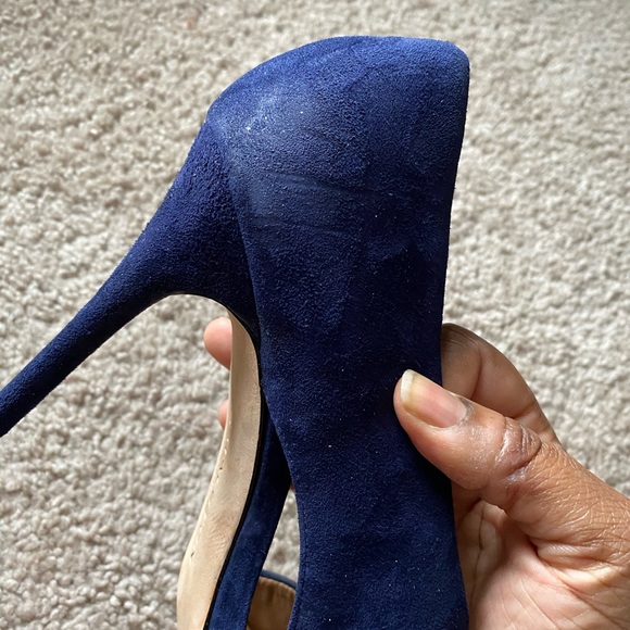 Halston! Blue suede designer stilettos sandals - Picture 4 of 16